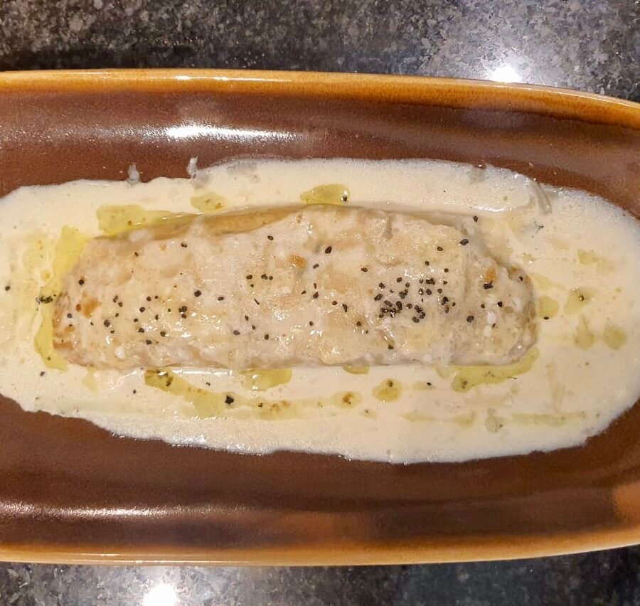 Borda Xixerella Canelon gigante de bolets i «foie» gratinat amb parmesà i oli de trufa