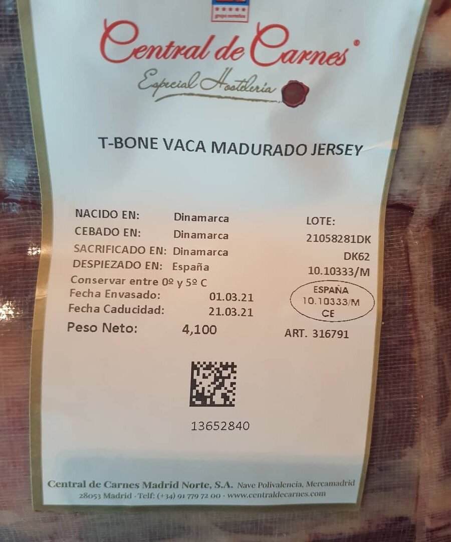 T-BONE steak de carne de vaca madurado «Jersey»