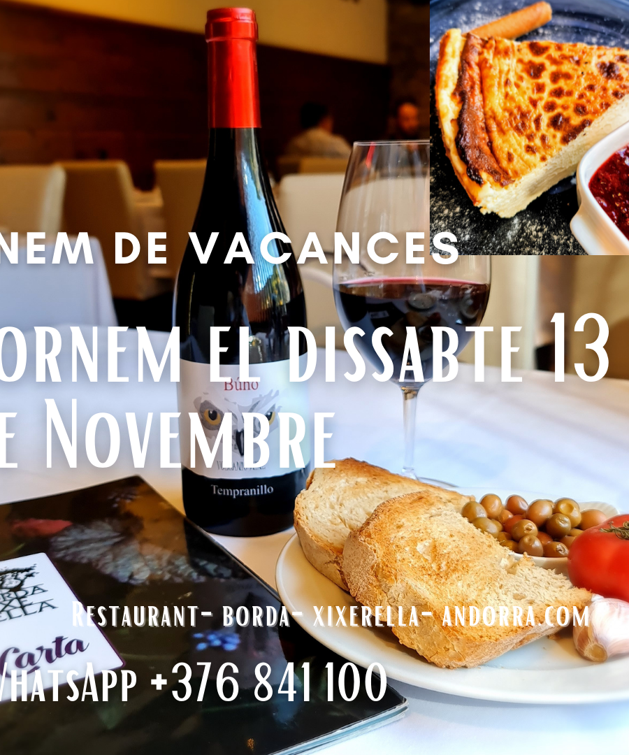 Anem de vacances, tornarem dissabte dia 13 de novembre