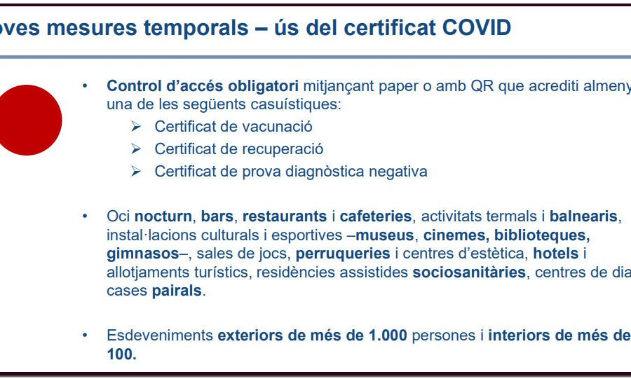 COVID_19 Andorra – Noves mesures temporals 26 de Novembre 2021