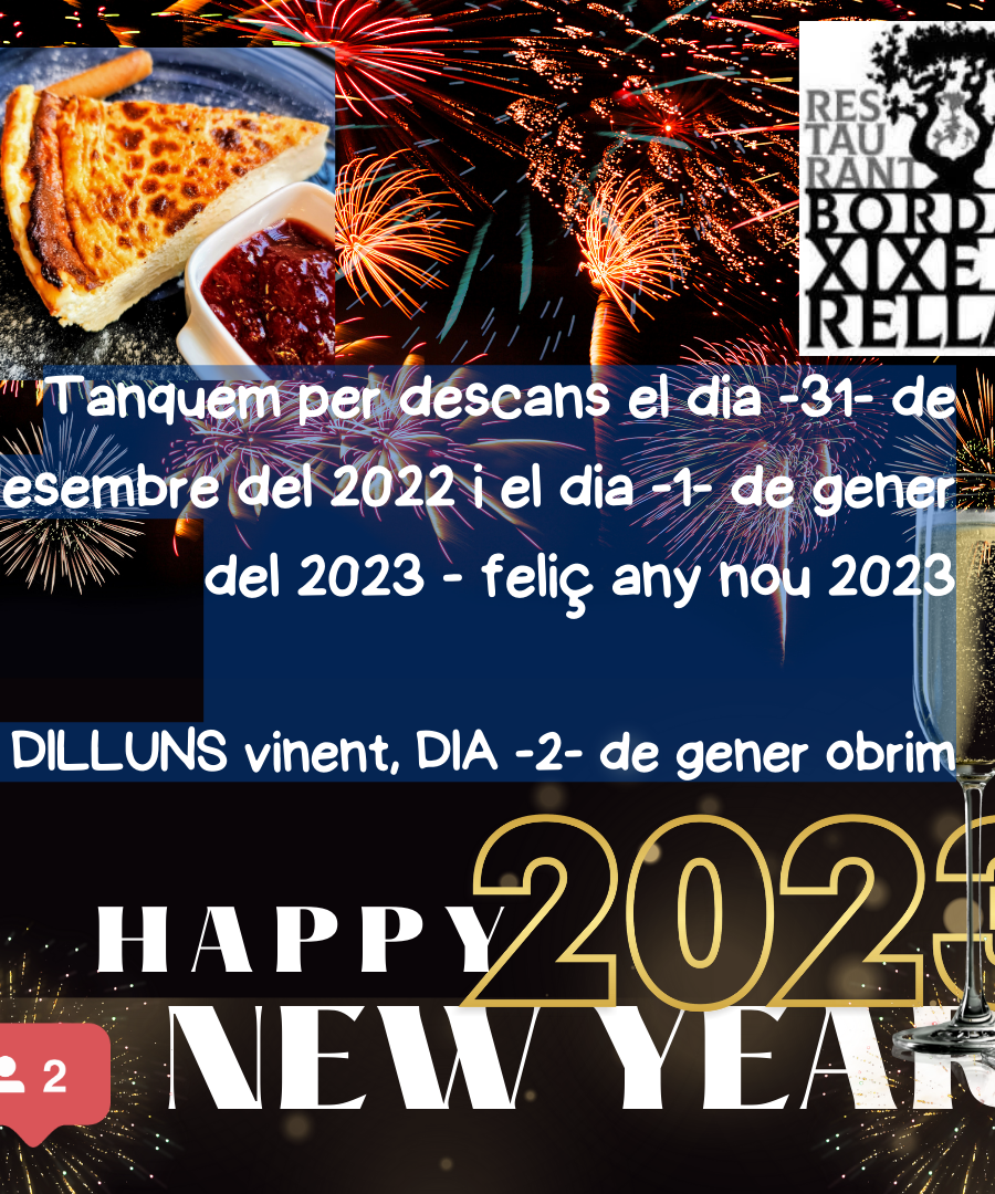 Tanquem el dia -31- i el dia -1- gener 2023. DILLUNS vinent, DIA -2- de gener obrim