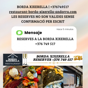Avui dijous dia 8 de juny obrim. Pots reservar per telèfon +376749517 Borda Xixerella Restaurant. Típica Borda Andorrana amb cuina de proximitat. Reserves per telèfon +376749517