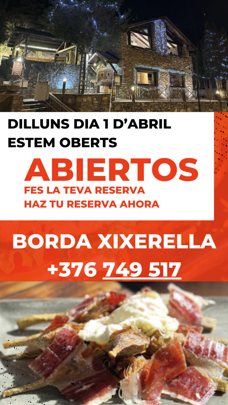 RESTAURANT BORDA XIXERELLA – DILLUNS DIA 1 D’ABRIL ESTEM OBERTS. JA PODEU RESERVAR LA VOSTRA TAULA.