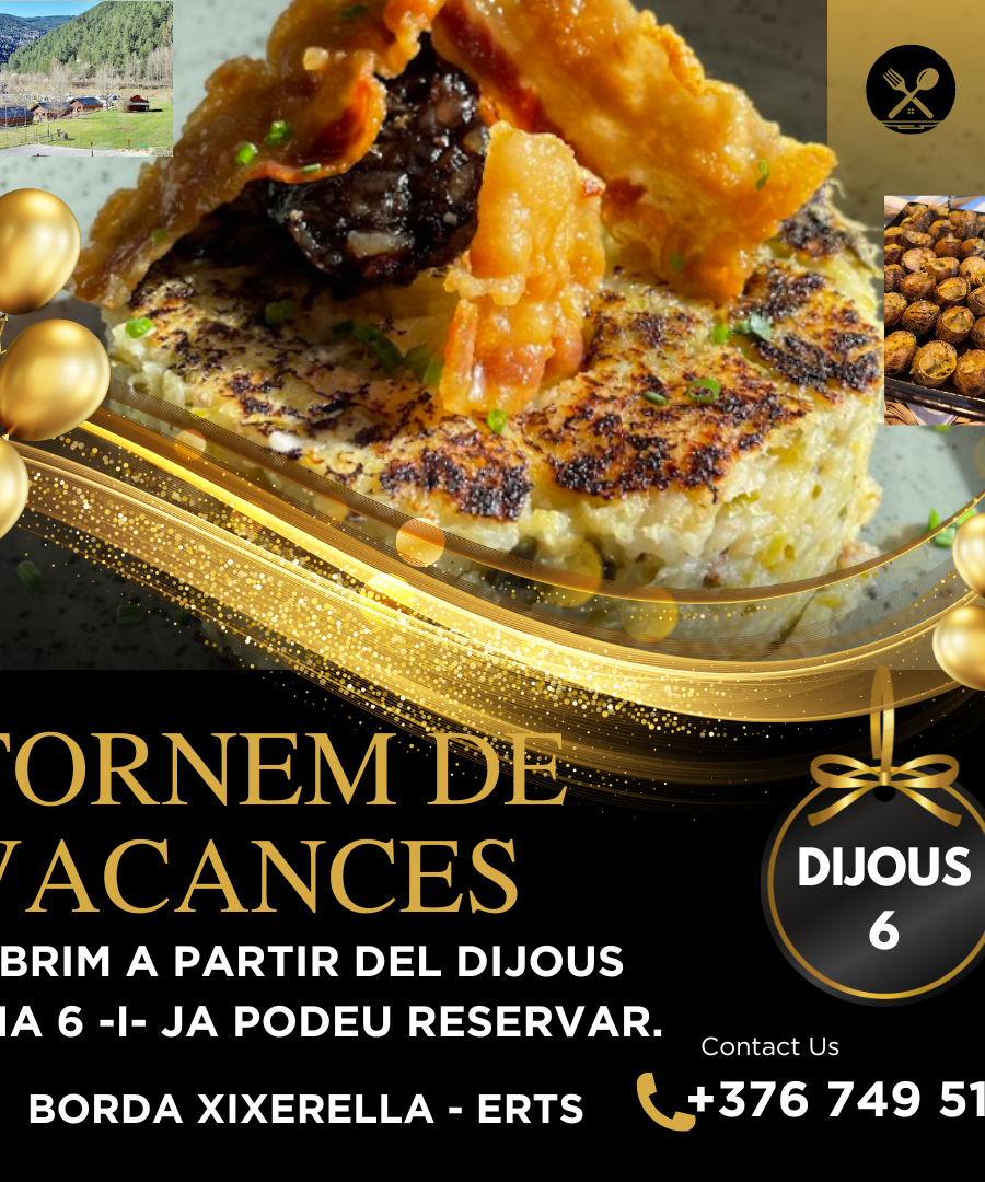 BORDA XIXERELLA RESTAURANT – TORNEM DE VACANCES EL PRÒXIM DIJOUS DIA 6 DE JUNY.