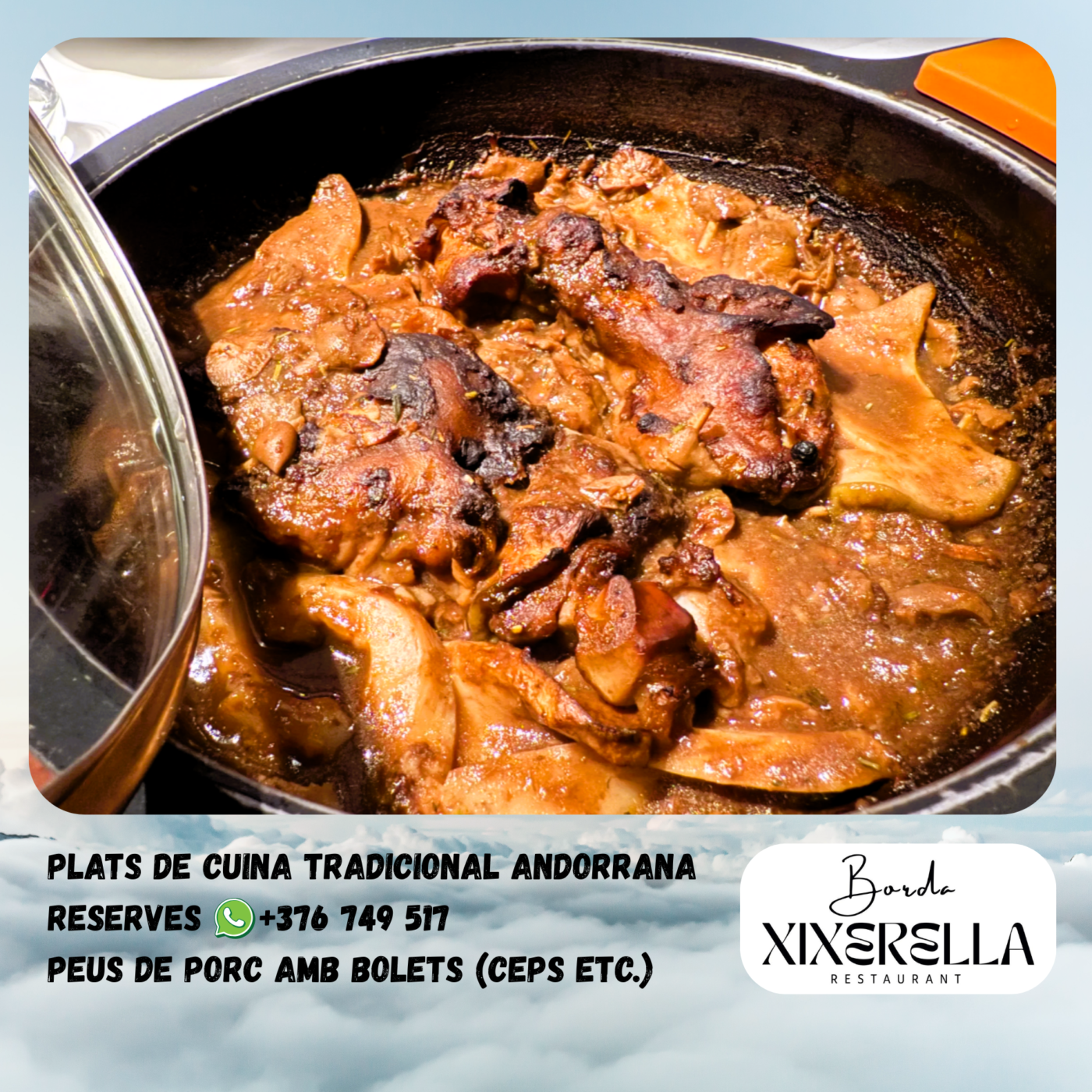 Cassola de peus de porc amb bolets, un plat típic que encarna la passió i el saber-fer del nostre estimat xef Paulo. 
