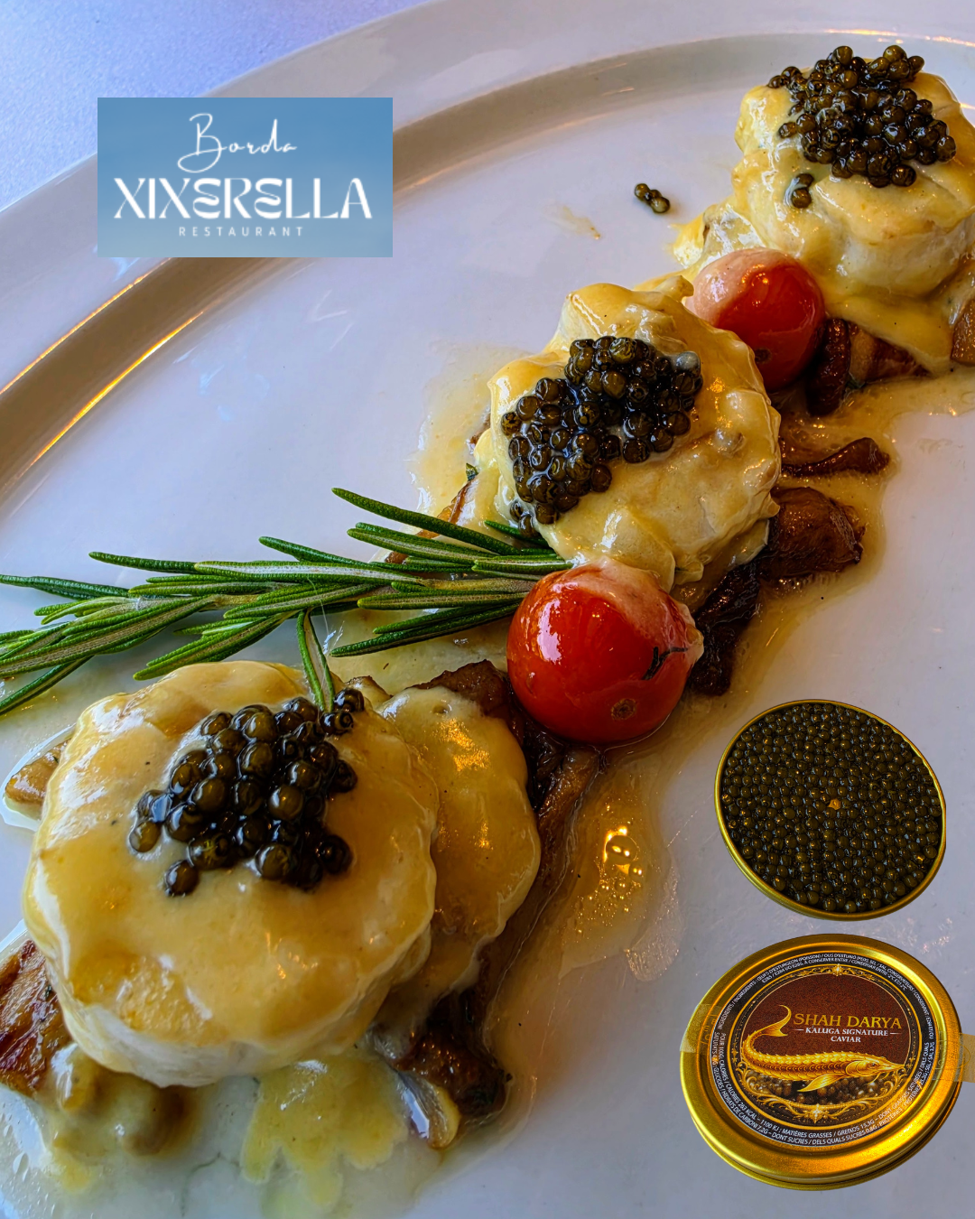 Aujourd’hui, à la Borda Xixerella, nous avons vécu un moment culinaire d’une finesse exceptionnelle autour d’un plat : la Saint‑Jacques sublimée par notre caviar Shah Daria.