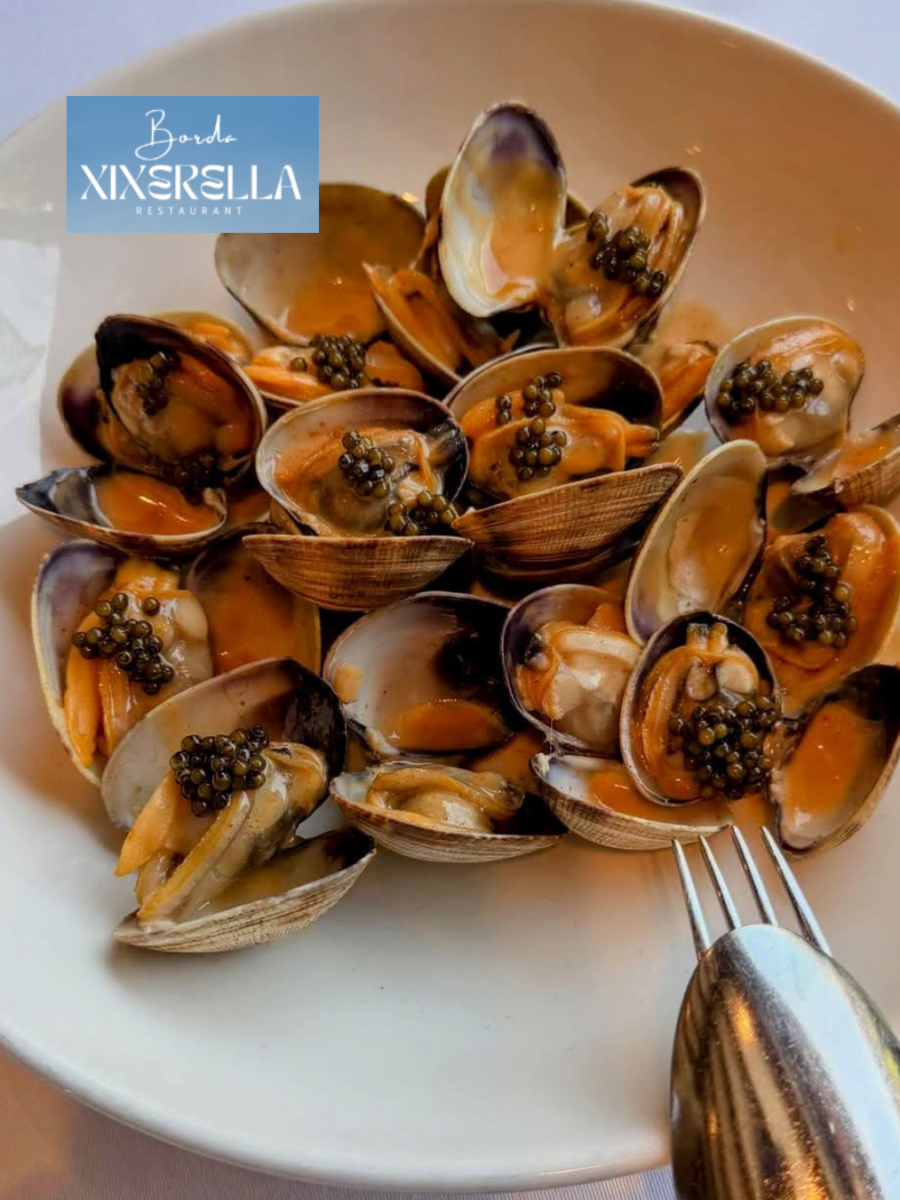 Agrada molt als nostres clients les cloïsses gallegues premium de la Borda Xixerella, originals de les ries gallegues, aqui amb Caviar de Beluga Sha Daria